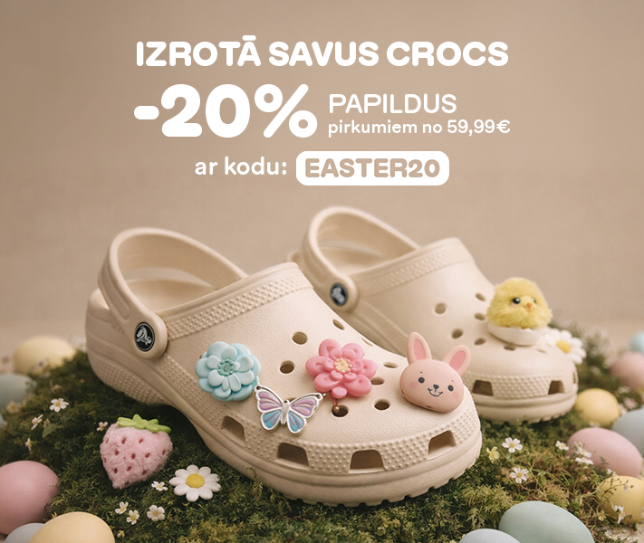 Izkrāso savus Crocs un saņem -20% ar kodu EASTER20, iepērkoties no 59,99 &euro;. Iepērcies tagad un izbaudi komfortu. 365 dienu bezmaksas atgrie&scaron;ana..